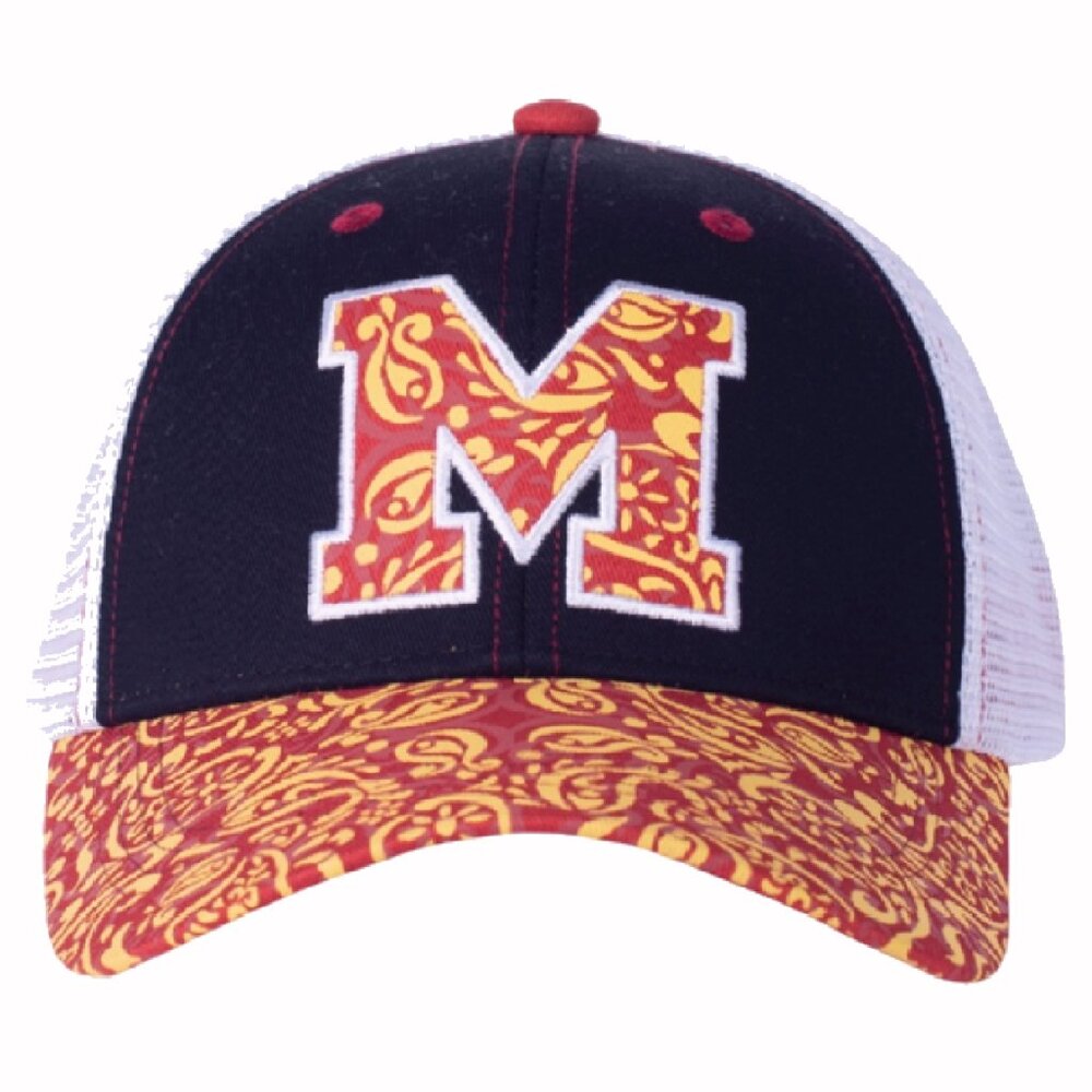 Mighty “M” Maryland Paisley Embroidered Patch Mesh Cap Hat - NEW Fast Ship